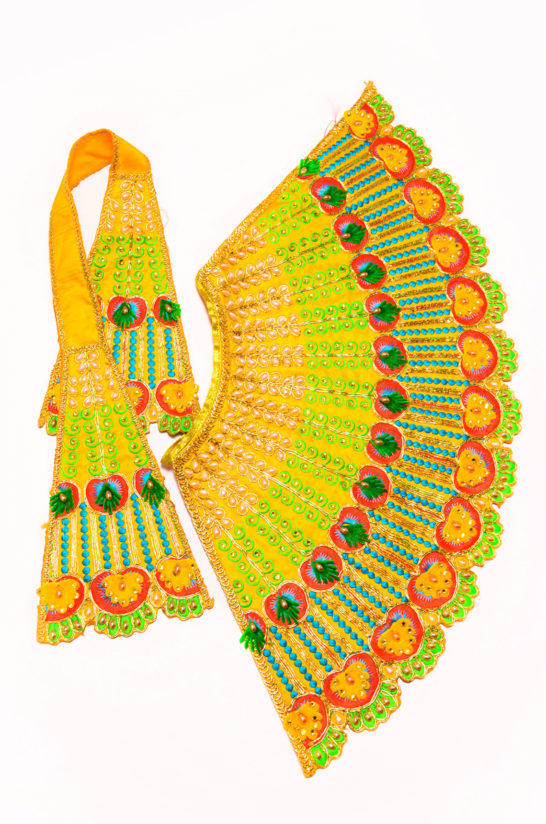 Durga Mata Lehnga Patka Yellow color with Embroidery